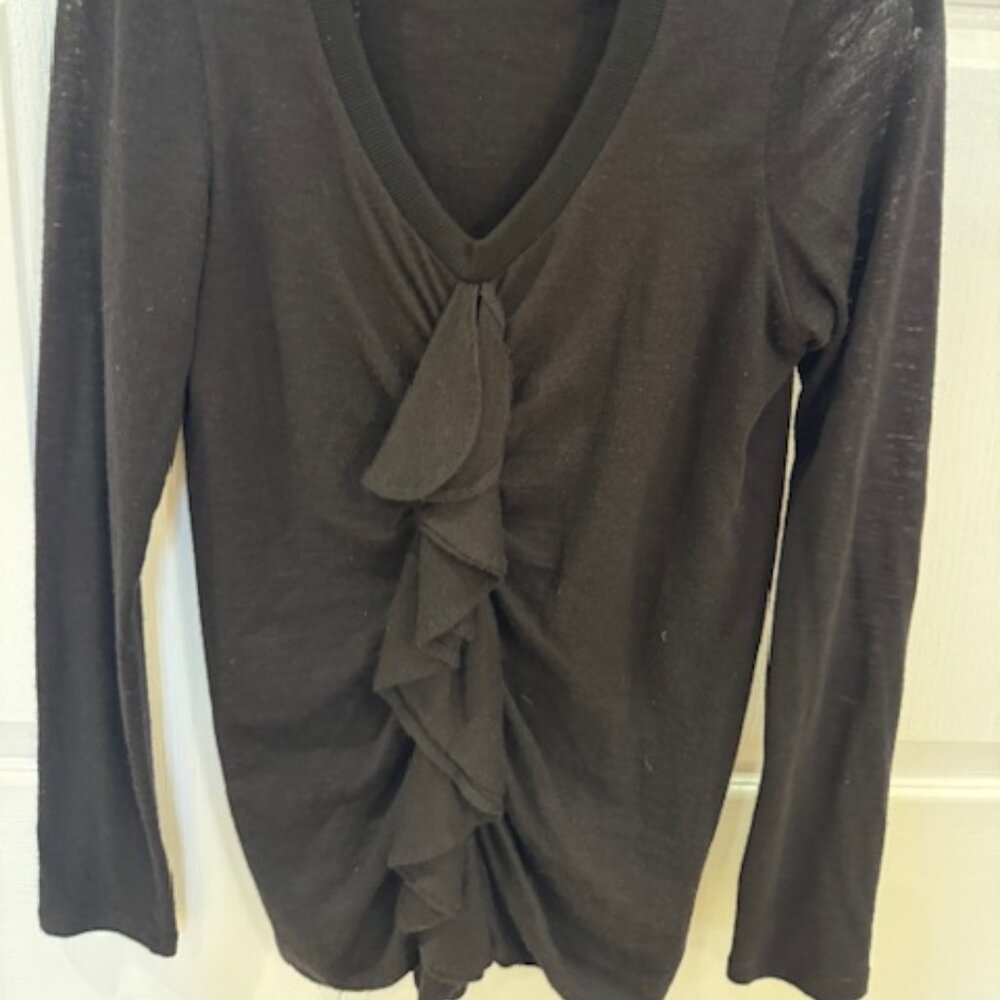 Givenchy ruffled front V-neck sweater (fits small like S/M)